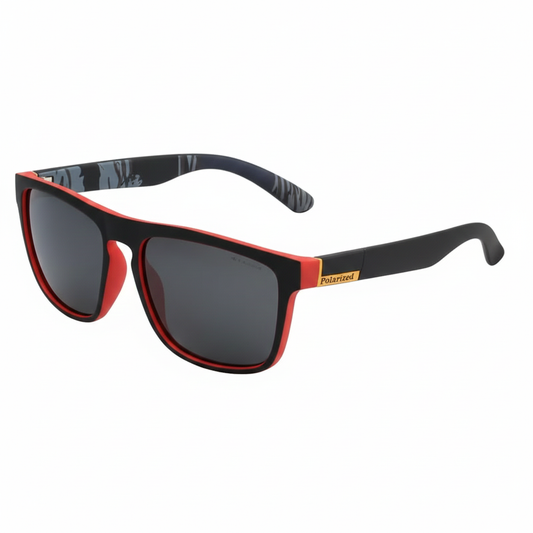 Mity Sport: Matte Black Polarized Sunglasses with Red Detail